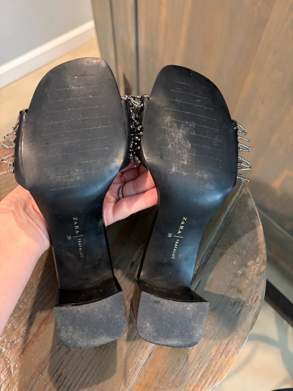 ZARA Black Slide Mules with Silver Spike Embellishment - Picture 3 of 4